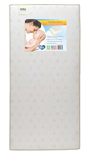 Delta Children Ava 3-in-1 Convertible Crib, White/Black Espresso with Twinkle Stars Crib & Toddler Mattress