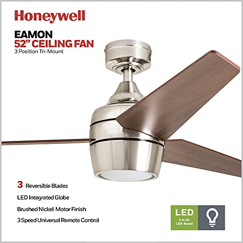 Honeywell Ceiling Fans 50604-01 Eamon Ceiling Fan, 52", Brushed Nickel