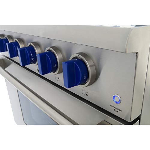 Kucht KRG3618U/LP-B Professional 36" 5.2 cu. ft. Propane Gas Range with Sealed Burners and Convection Oven, Stainless-Steel, Royal Blue