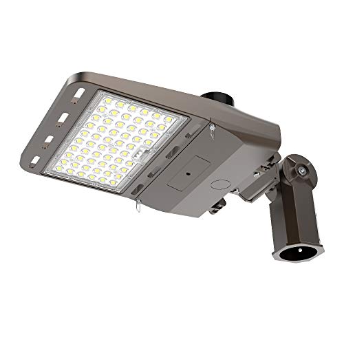 LED Parking Lot Light, 21000LM 5700K Dusk to Dawn Photocell LED Street Lights, IP66 Waterproof Commercial Area Road Lighting,LED Shoebox Pole Light with Slipfitter Bracket (150W)
