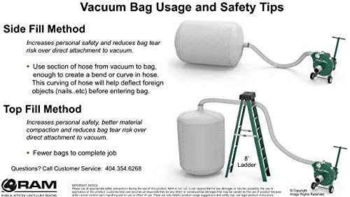 (10) Insulation Removal Vacuum Bags Heavy Duty 6 FT X 4 FT Low DUST - Holds EST 350 LBS / 75 CF - Toughest White Bag on The Market.