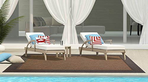 Gertmenian 21585 Furman Outdoor Rug Patio Area Carpet, 8' x 10' Large, Honeycomb Raven Border