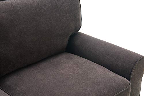 Serta Copenhagen Sofa Couch for Two People, Pillowed Back Cushions and Rounded Arms, Durable Modern Upholstered Fabric, 61" Loveseat, Dark Brown