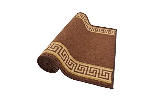 RugStylesOnline Custom Runner Meander Roll Runner 26 Inch Wide x Your Length Size Choice Slip Skid Resistant Rubber Back 7 Color Options (Brown, 30 ft x 26 in)