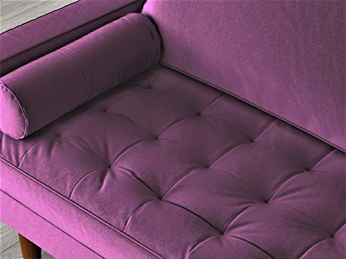 Container Furniture Direct S5458 Mid Century Modern Velvet Upholstered Tufted Living Room Loveseat, 57.87", Eggplant