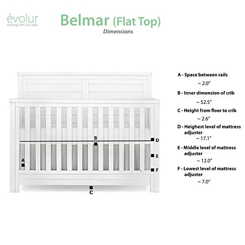 Evolur Belmar Flat 5 in 1 Convertible Crib, Weathered White