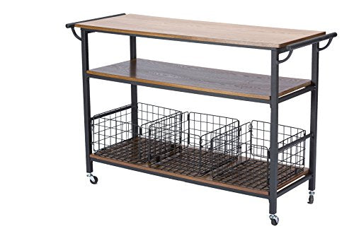 Baxton Studio Lancashire Wood and Metal Kitchen Cart, Brown