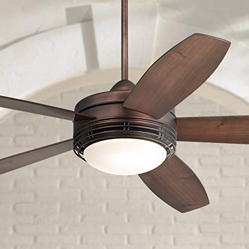 60in Casa Province Modern Outdoor Ceiling Fan with Light LED Remote Control Oil Brushed Bronze Reversible Dark Walnut