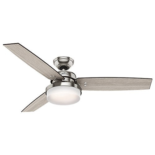 Hunter Fan Company 59157 52" Sentinel Ceiling Fan With Light With Handheld Remote, Brushed Nickel