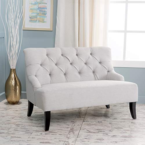 Christopher Knight Home Nicole Fabric Settee, Light Grey