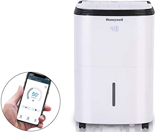 Honeywell Medium Basement & Room Up to 3000 Sq. Ft, TP50AWKN Smart Wi-Fi Energy Star Dehumidifier, 50 Pint, White