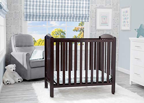 Delta Children Emery Mini Convertible Baby Crib with Mattress, Dark Chocolate