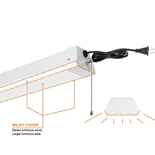 LED Shop Light 4FT-7000Lm 5000K [400W Equivalent]Daylight, Utility Light Garage LED Ceiling Lights, Surface/Hanging/Suspension Mounting, Plug and Play, pull chain light fixture Power Cord, ETL(8 Pack)