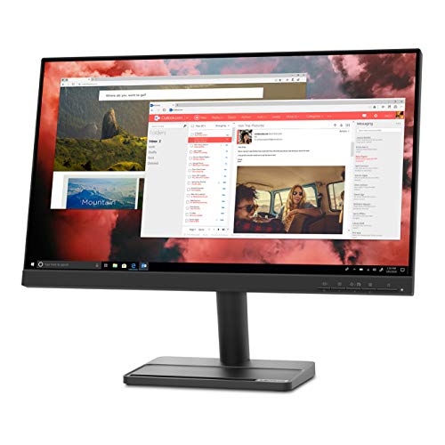 Lenovo L22e-30 21.5-inch Monitor, FHD VA Panel, FreeSync, 3-Side NearEdgeless, 75Hz, 4ms, HDMI, VGA, Anti-Glare, Flicker Free, Low Blue Light, Tilt Stand, VESA Mountable, 66CBKCC1US, Black