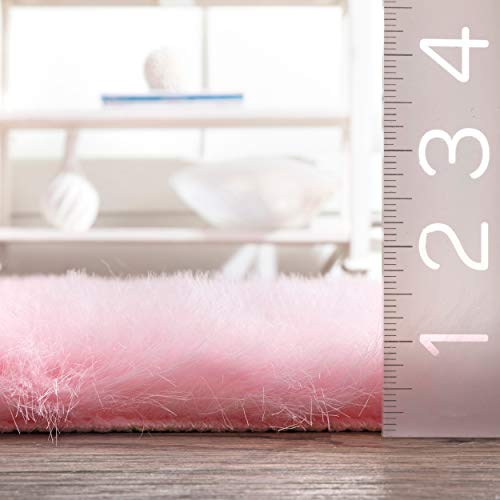 nuLOOM Cloud Faux Sheepskin Soft & Plush Shag Rug, 7' 6" x 9' 6", Pink