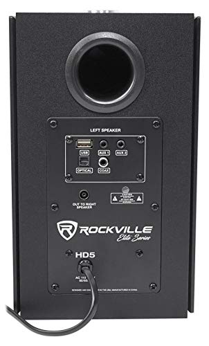 (2) Rockville HD5B 5" 150w RMS Powered Bluetooth Bookshelf Home Theater Speakers