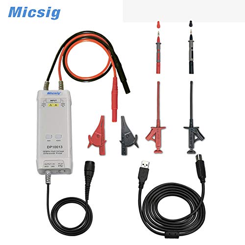 Micsig DP10013 High Voltage Differential Probe 1300V 100MHz 3.5ns Rise Time 50X/500X Attenuation, Tektronix P5200A P5205A P5210A