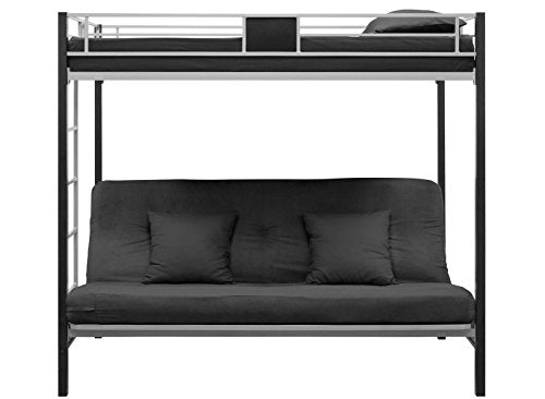 DHP Silver Screen Metal Bunk Bed with Ladder, Black, Twin