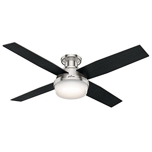 Hunter Fan Company 59241 Hunter 52" Dempsey Low Profile Brushed Nickel Ceiling Fan with Light and Remote