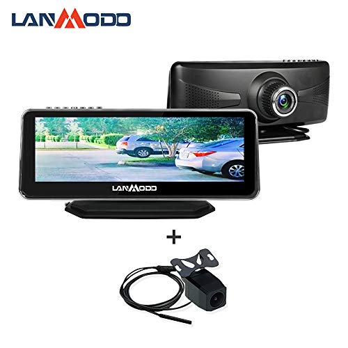 LANMODO Car Night Vision Front and Rear Dual Camera,Waterproof 8.2" HD Screen 1080P Full-Color Image Active Infrared Backup Camera Sony DSP Chip Inside,Night View Distance up to 984 ft/300M