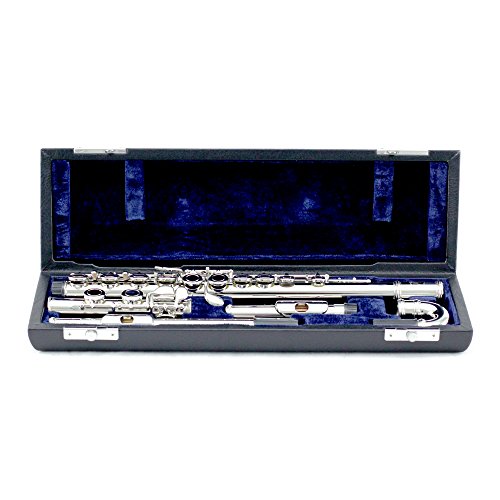 Sky C Flute with Lightweight Case, Cleaning Rod, Cloth, Joint Grease and Screw Driver -  Curved Silver