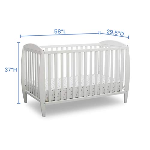 Delta Children Archer 4-in-1 Convertible Baby Crib & Twinkle Stars Waterproof Fiber Core Crib and Toddler Mattress, Bianca White