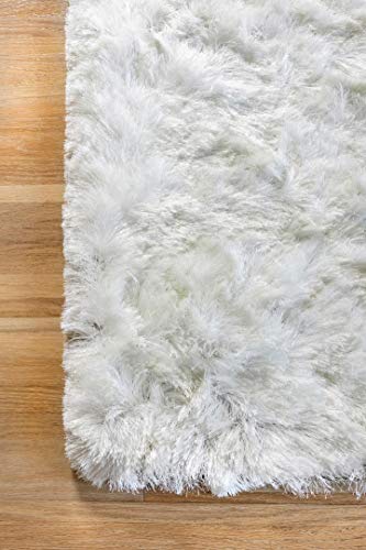 nuLOOM Latonia Silken Shag Rug, 5' x 8', Pearl White