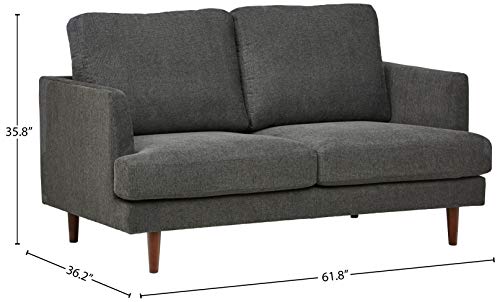 Rivet Goodwin Modern Loveseat Sofa, 61.8"W, Charcoal Grey