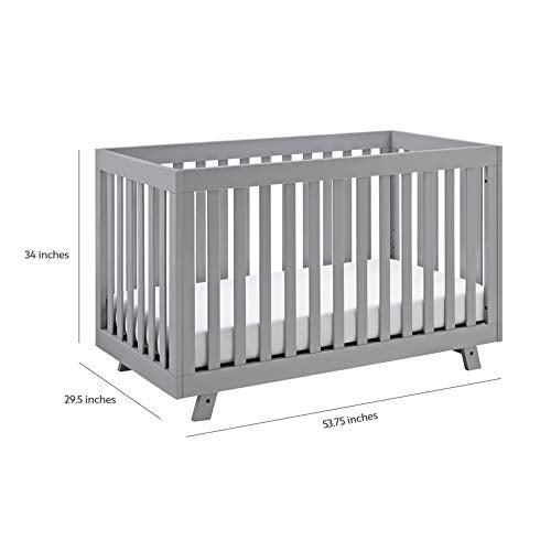 Storkcraft Beckett 3-in-1 Convertible Crib Pebble Gray, Fixed Side Crib, Solid Pine and Wood Product Construction, Converts to Toddler Bed Day Bed or Full Bed (Mattress Not Included)