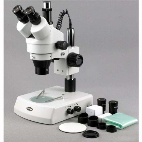 AmScope 7X-90X Trinocular Stereo Zoom Microscope with Dual Halogen Lights and 18MP USB3 Camera