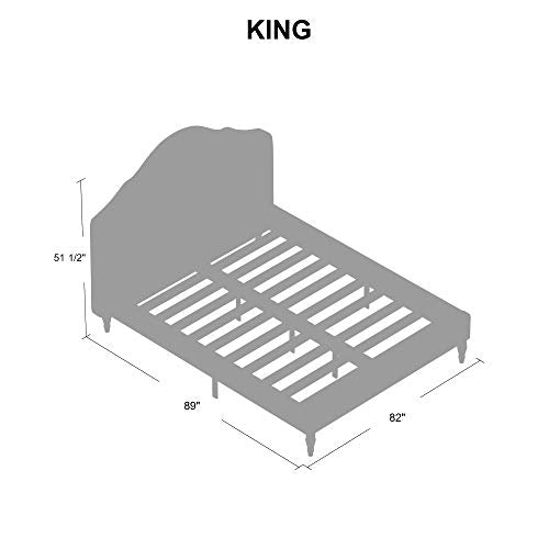 Classic Brands Winterhaven Upholstered Platform Bed | Headboard and Metal Frame with Wood Slat Support, King, Linen