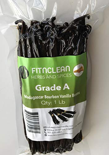 1 Lb Madagascar Vanilla Beans Grade A Bourbon| By the Weight (1 Pound) Bulk 6"-8" for Extract and Cooking by FITNCLEAN VANILLA| 16 Ounces Fresh NON-GMO Whole Gourmet Pods