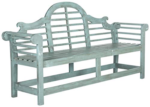 Safavieh Outdoor Collection Khara Bench, Beach House Blue