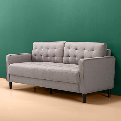 Zinus Benton Mid-Century Upholstered 76 Inch Sofa / Living Room Couch, Stone Grey Weave