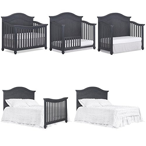 Evolur Madison 5, 1 Curved Top Convertible Crib, Weathered Grey