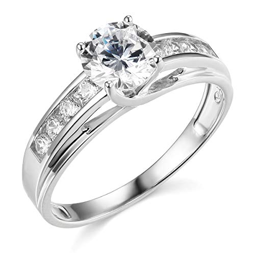 14k White Gold SOLID Wedding Engagement Ring - Size 6.5