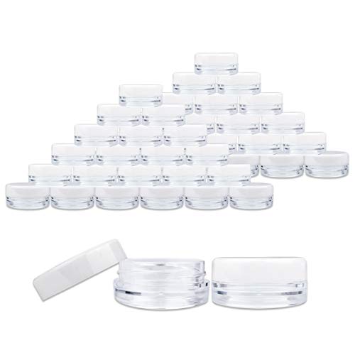 (2000 Pieces Jars + Lid) Beauticom 3G/3ML Round Clear Jars with White Screw Cap Lids for Scrubs, Oils, Toner, Salves, Creams, Lotions, Makeup Samples, Lip Balms - BPA Free