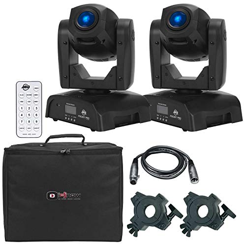 (2) American DJ Pocket Pro High Output Mini Moving Heads with UC-IR Universal Remote Control Package