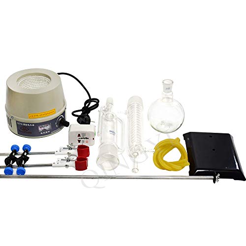 10Pcs Laboratory Soxhlet Extractor 250-1000ml Glass Serpentine Fat Extractor with Electric Heating Mantle Graham Condenser Glass Extraction Device Glassware Distilling Apparatus (1000ml)