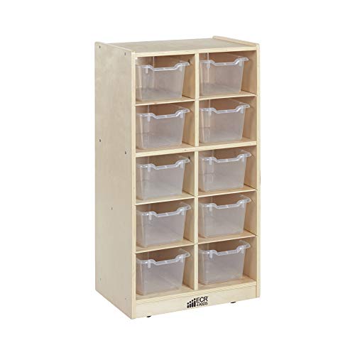 ECR4Kids Birch 10 Cubby Tray Cabinet W/ Scoop Front Bins Kids Toy Storage Organizer Hardwood For School Supplies