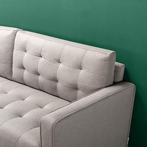 Zinus Benton Mid-Century Upholstered 76 Inch Sofa / Living Room Couch, Stone Grey Weave