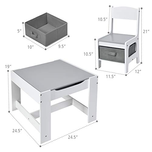 Costzon 3 in 1 Kids Activity Wood Table Sets W/ Storage Drawer Detachable Blackboard For Toddlers Kiddy Sized Furniture