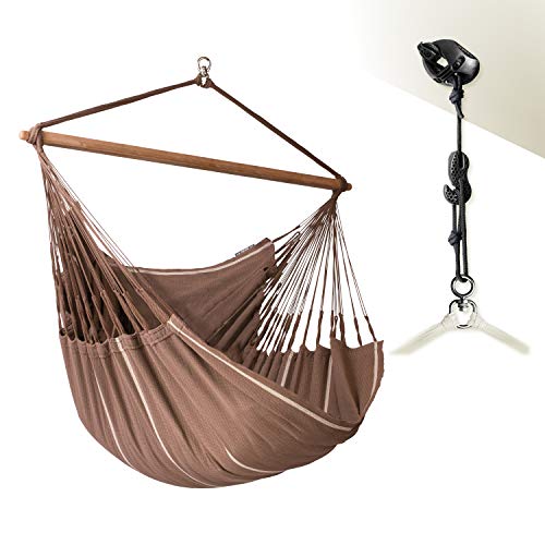 LA SIESTA Habana Chocolate - Organic Cotton Kingsize Hammock Chair with CasaMount Suspension Kit