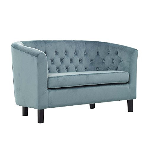 Modway Prospect Velvet Upholstered Contemporary Modern Loveseat In Sea Blue