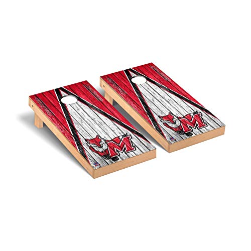 Victory Tailgate Regulation Collegiate NCAA Weathered Triangle Series Cornhole Board Set - 2 Boards, 8 Bags - Marist College Red Foxes