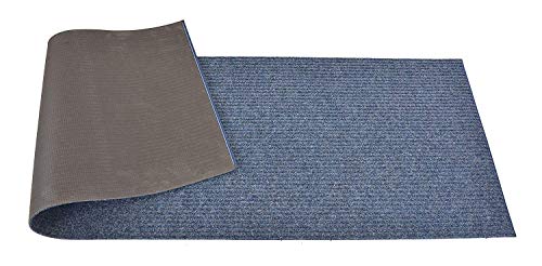 Tough Collection Custom Size Roll Runner Blue 27 in or 36 in Wide x Your Length Choice Slip Resistant Rubber Back Area Rugs and Runners (Blue, 36 in x 12 ft)