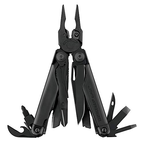 LEATHERMAN, Surge Heavy Duty Multitool with Premium Replaceable Wire Cutters and Spring-Action Scissors, Black with MOLLE Sheath (FFP)
