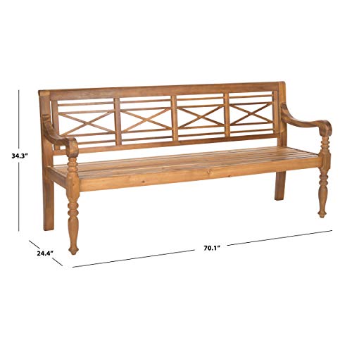 Safavieh Patio Collection Martin Adirondack Acacia Wood Bench, Natural