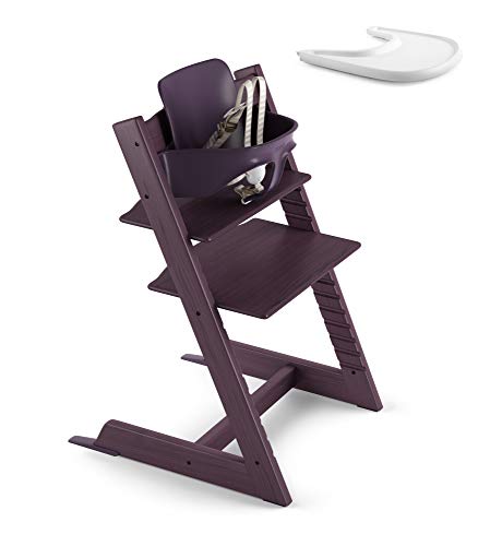 Stokke 2019 Tripp Trapp Plum Purple High Chair & White Tray Bundle