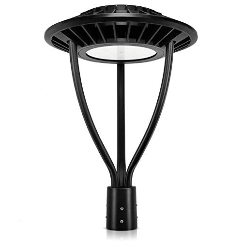 Led Post Top Light 80W DLC/ETL Listed 11,200Lm 5000K Daylight IP65 Waterproof LED Post Top Outdoor Circular Area Pole Light [350W Equivalent] for Garden Yard Street Lighting